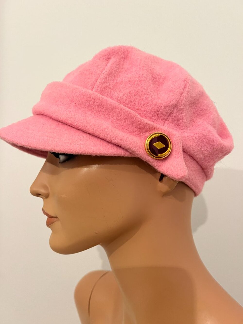 Juicy Couture Pink Wool Blend Baker Boy Newsboy Hat Cap Y2K Glam sz S/M (5/6) - Picture 3 of 6